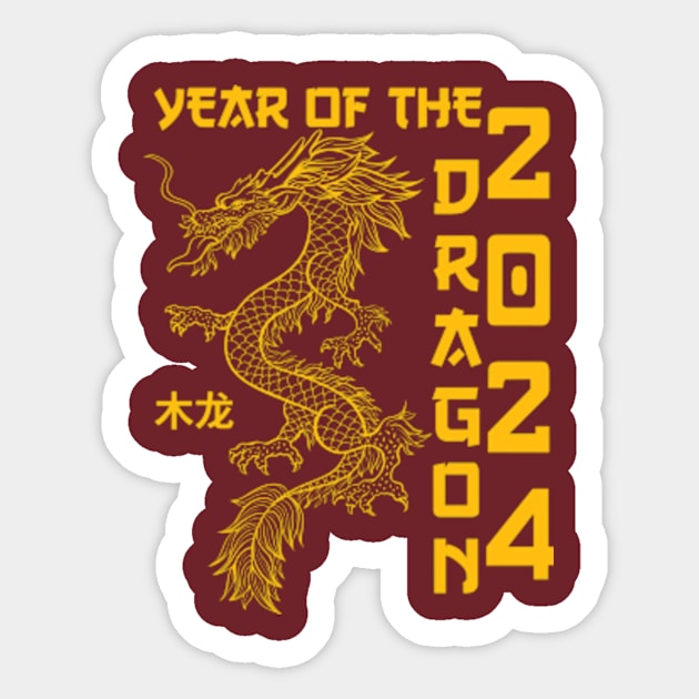 Lunar New Year 2024 The Year Of Dragon 2024 Men Women Kids Sticker by AimArtStudio